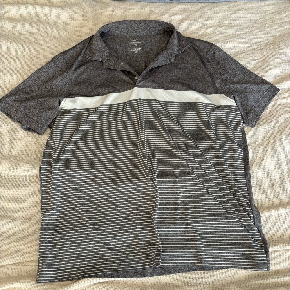 Croft & Barrow Charcoal and White Striped Polo Shirt